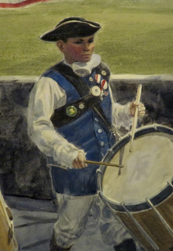Marching Drummer, Watercolor and Gouache