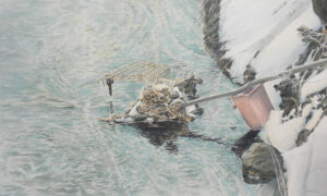 Grocery Cart in Stream, Watercolor