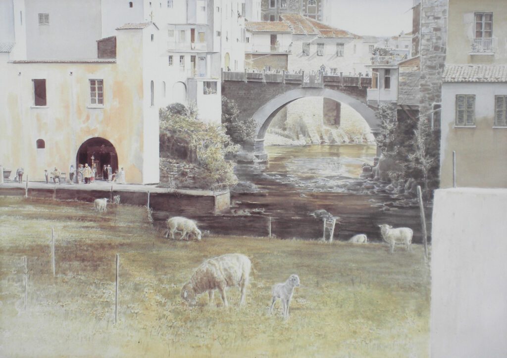 Peaceful Village, Italy, Watercolor